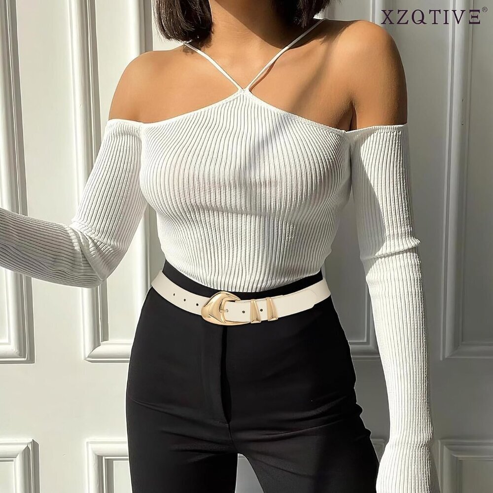 Women's Faux Leather Belt with Gold Buckle for Jeans Dresses Waist 25-51 - Picture 2 of 6